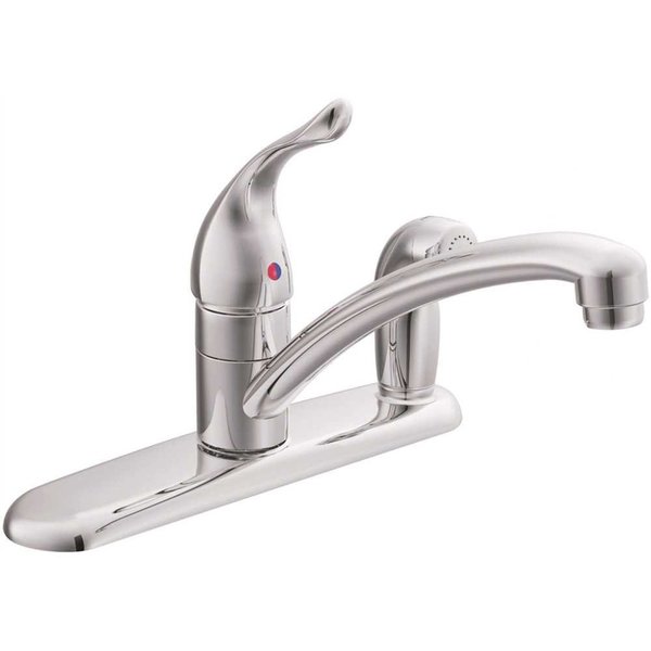 Moen Chateau Single-Handle Standard Kitchen Faucet with Side Sprayer on Deck in Chrome 7434